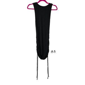 BB Dakota Dress Womens Small Black Ribbed Knit Sleevless Crew Neck Solid Scrunch